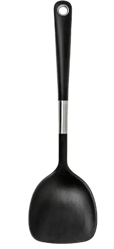 Spatule pour wok, acier inoxydable/noir
